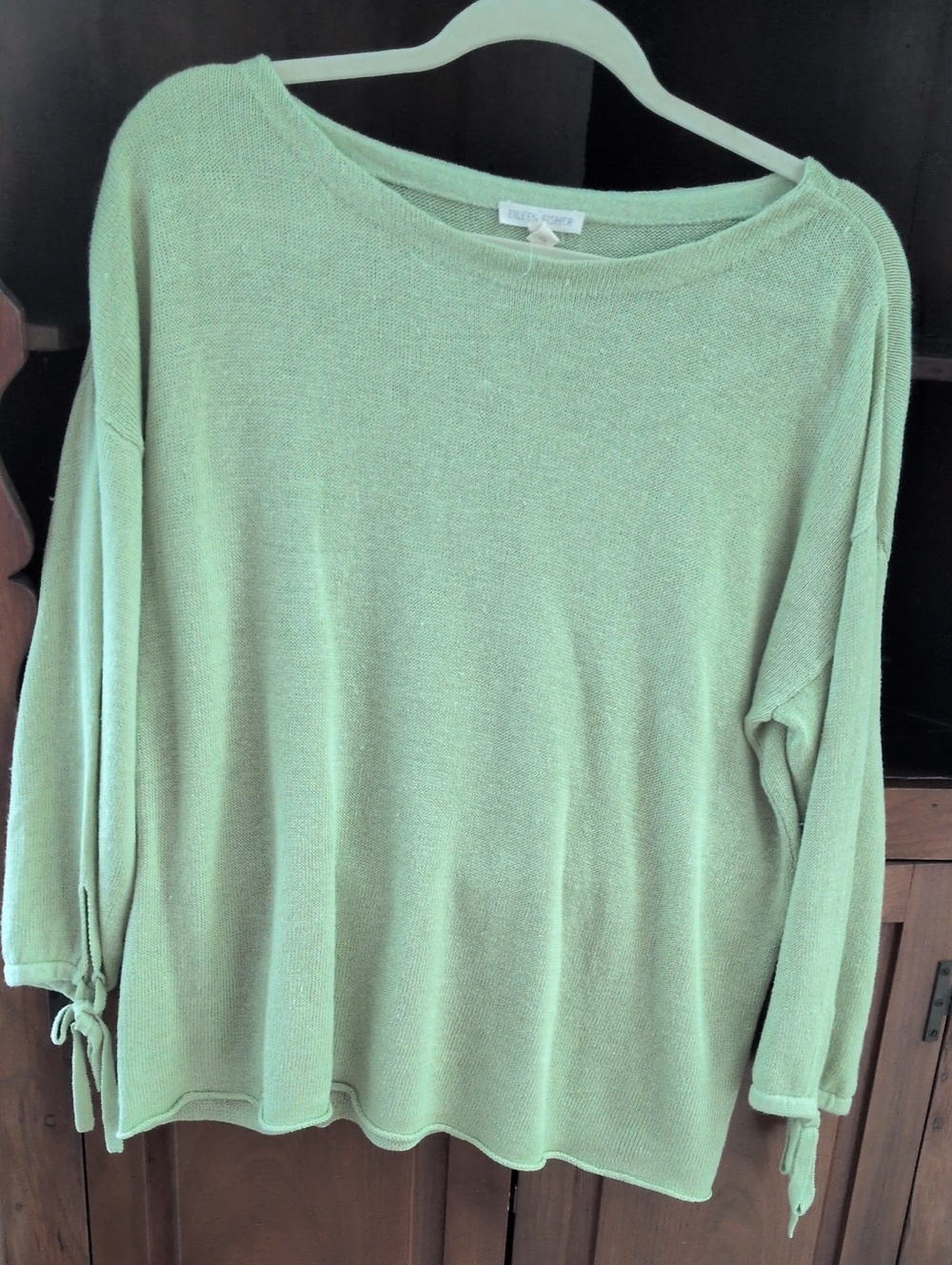 Eileen Fisher Lime Green Oversized Top In Organic Linen, Size Small